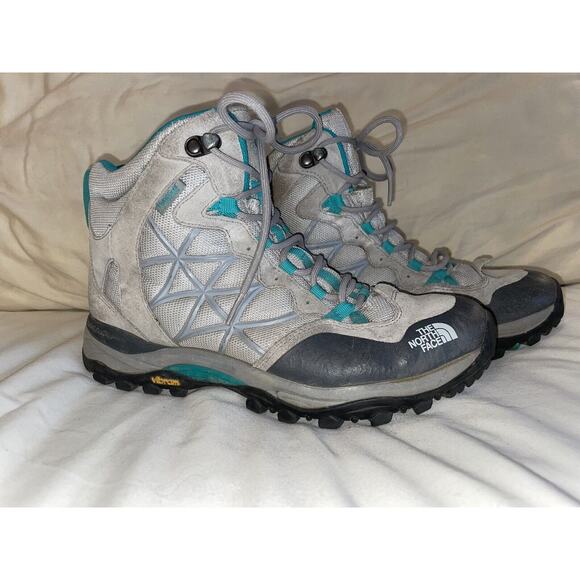 The North Face Women Mid Goretex Waterproof Hiking Boots Turquoise Gray 7.5 - Picture 2 of 12